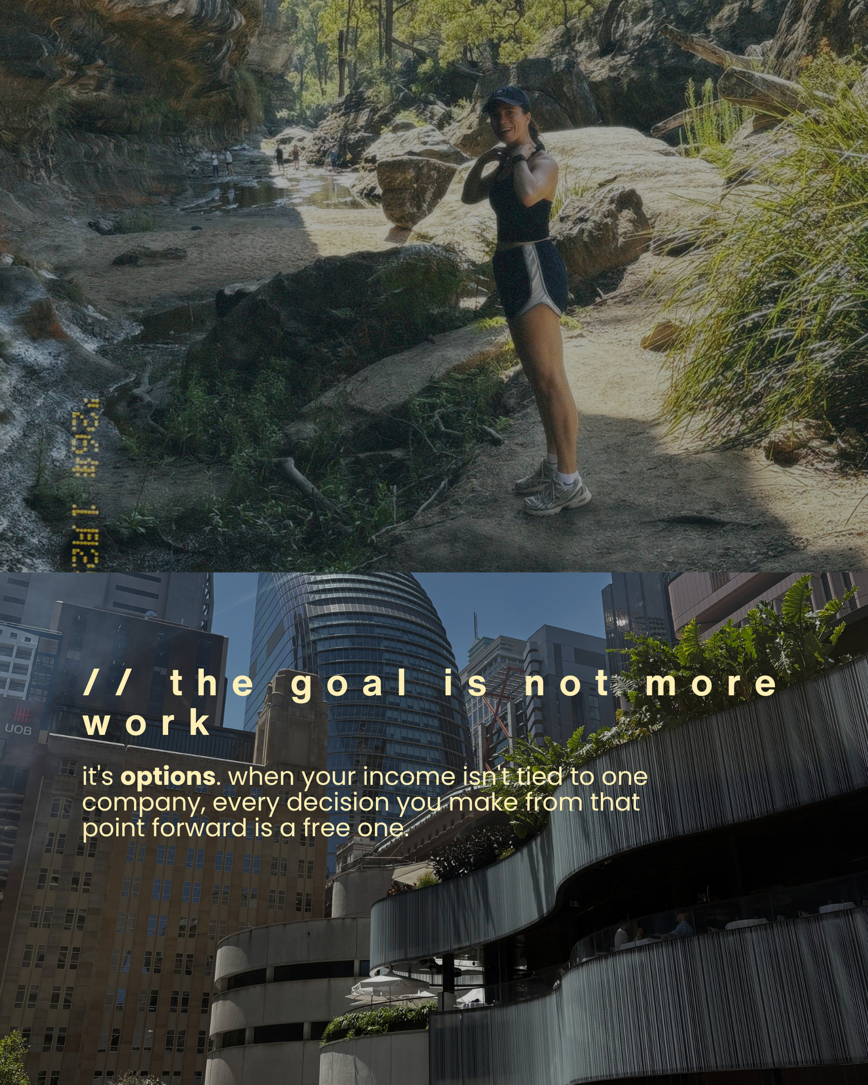 The goal is not more work. It's options. When your income isn't tied to one company, every decision you make from that point forward is a free one.